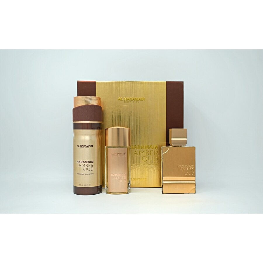 Al Haramain Amber Oud Gold Edition 3-Piece Gift Set, 2.5 oz (75ml), Unisex