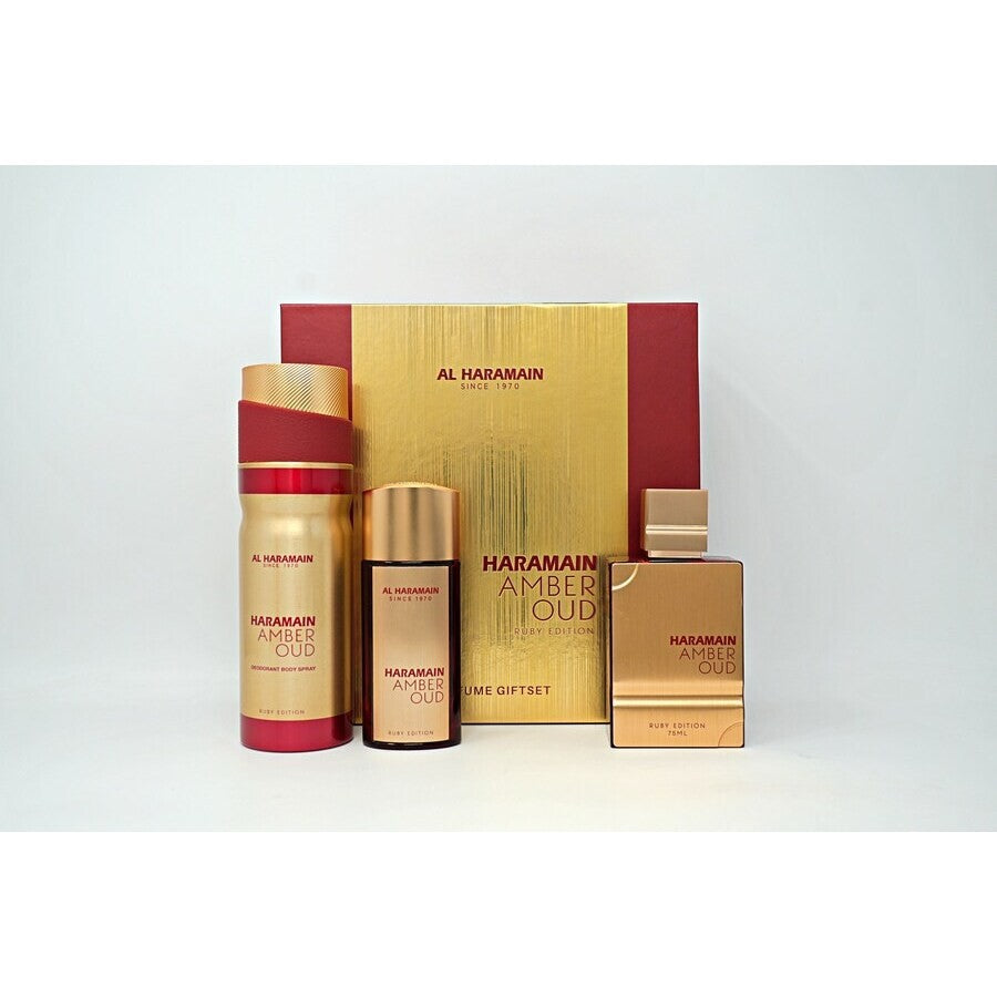 Al Haramain Amber Oud Ruby 3-Piece Gift Set, 2.5 oz (75ml), Unisex
