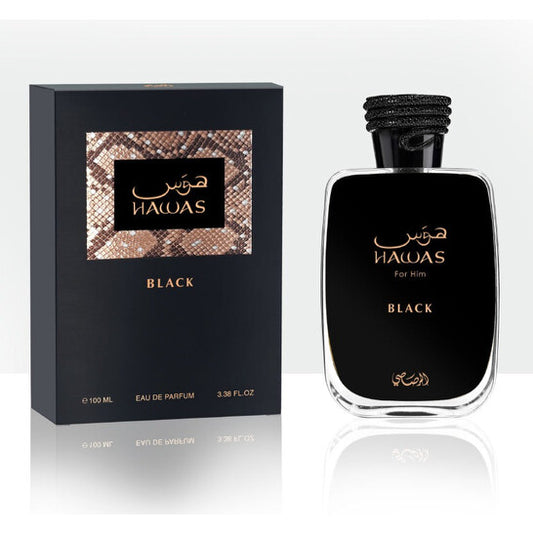 HAWAS BLACK   3.4 oz (100ml)   Eau De Parfum Spray    By RASASI For Men