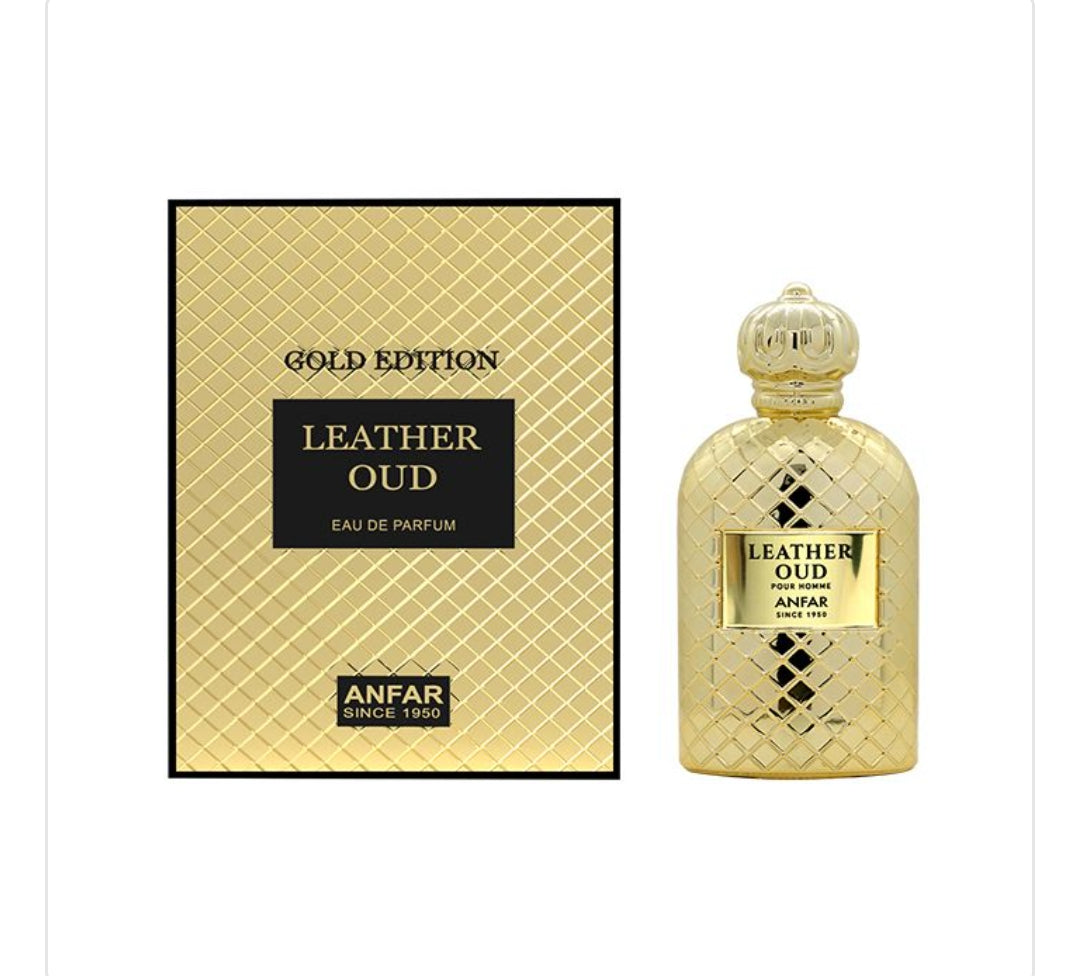 Anfar Leather Oud Gold Edition Eau de Parfum Spray, 3.9 oz (115ml), Men
